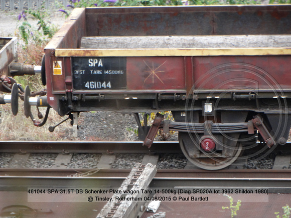 461044 SPA 31.5T DB Schenker Plate wagon @ Tinsley, Rotherham 2015-08-04 © Paul Bartlett [bw]