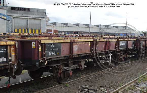 461073 SPA 30T DB Schenker Plate wagon @ Tata Steel Aldwarke, Rotherham 2015-08-04 © Paul Bartlett [aw]