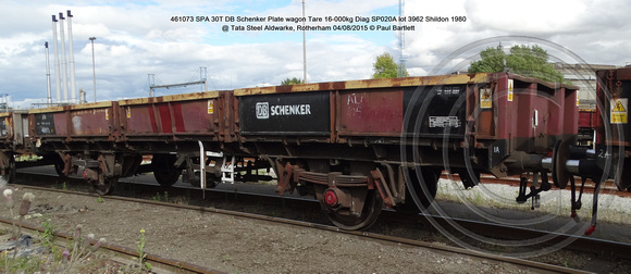461073 SPA 30T DB Schenker Plate wagon @ Tata Steel Aldwarke, Rotherham 2015-08-04 © Paul Bartlett [cw]