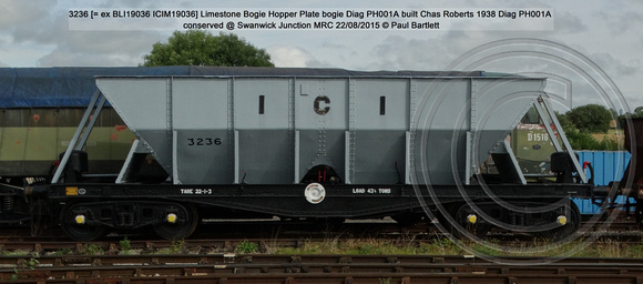 3236 BLI 19036 = ICIM 19036 Bogie Steel Hopper Conserved @ MRT, Swanwick Junct. 2015-08-22 © Paul Bartlett [1w]