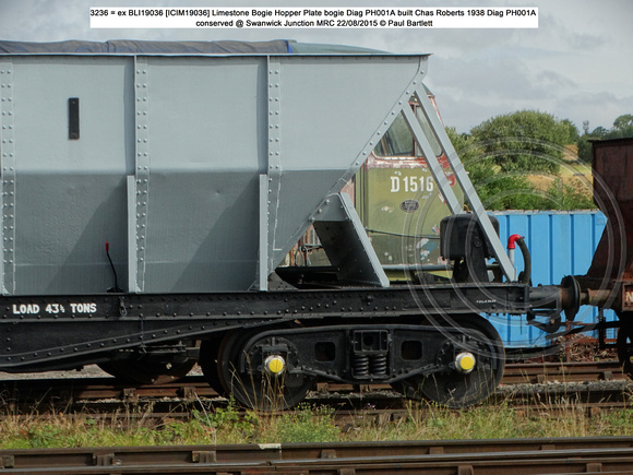 3236 BLI 19036 = ICIM 19036 Bogie Steel Hopper Conserved @ MRT, Swanwick Junct. 2015-08-22 © Paul Bartlett [4w]