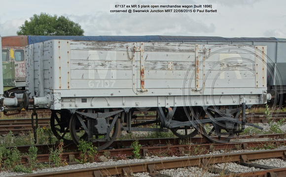 67137 ex MR 5 plank open merchandise wagon [built 1896]  Conserved @ MRT, Swanwick Junct. 2015-08-22 © Paul Bartlett [1w]