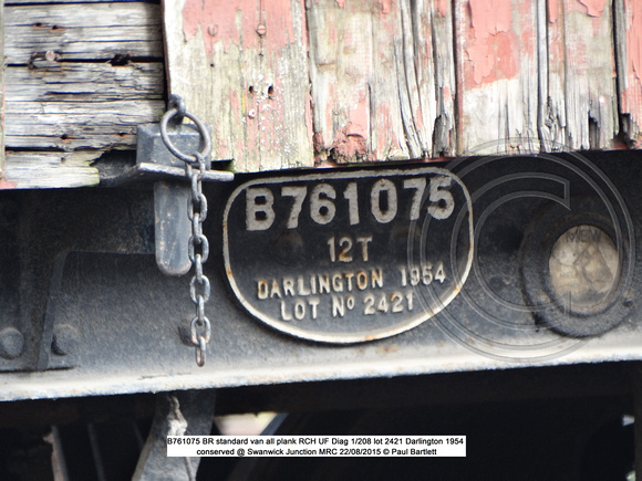 B761075 BR standard van all plank Diag 1-208 Conserved @ MRT, Swanwick Junct. 2015-08-22 © Paul Bartlett [2w]