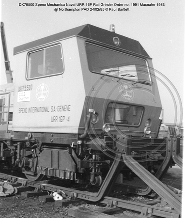 DX79500 Speno URR 16P Rail Grinder @ Northampton PAD 85-02-24 � Paul Bartlett [06w]