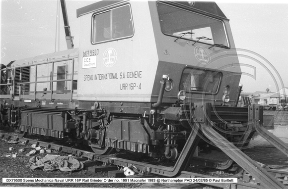 DX79500 Speno URR 16P Rail Grinder @ Northampton PAD 85-02-24 � Paul Bartlett [07w]