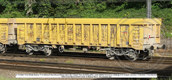 31 70 5992 113-8 IOA(E) Ealnos Network Rail Mussel Bogie Open Box Wagon [Greenbrier 2009] @ Holgate Junction 2022 05-17 © Paul Bartlett [2w]