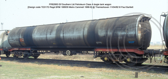 PR82663 Elf Petroleum bogie tank wagon @ Thameshaven 92-04-11 � Paul Bartlett w