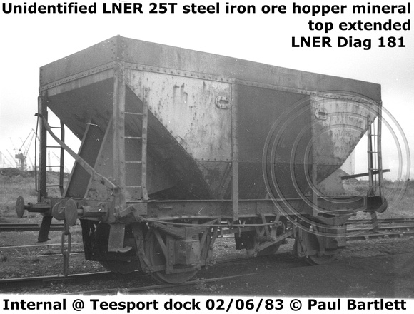 Unidentified LNER Diag 181 hopper Internal @ Teesport Dock 83-06-02 [2]