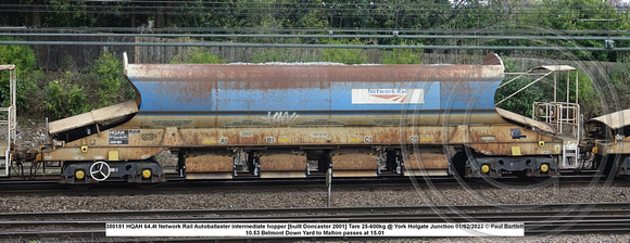 380181 HQAH 64.4t Network Rail Autoballaster intermediate hopper [built Doncaster 2001] Tare 25-600kg @ York Holgate Junction 2023-02-01 © Paul Bartlett w