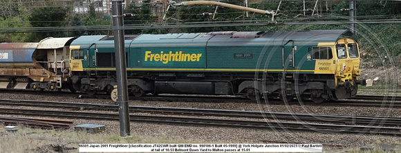 66501 Japan 2001 Freightliner [classification JT42CWR built GM EMD no. 998106-1 Built 05-1999] @ York Holgate Junction 2023-02-01 © Paul Bartlett [w2]