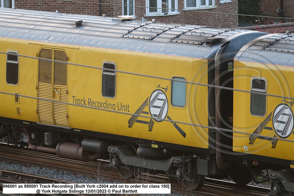 996001 Track Recording [Built York c2004 add on to order for class 150] @ York Holgate Sidings 2023-01-13 © Paul Bartlett [4w]