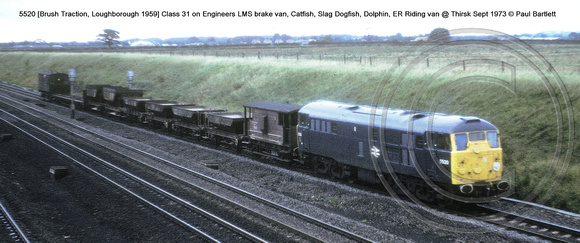 5520 Class 31 on Engineers @ Thirsk Sept 1973 � Paul Bartlett w