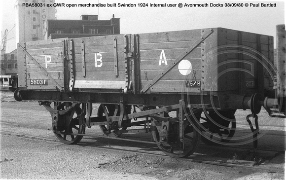 PBA58031 ex GWR open merchandise 1924 Internal user @ Avonmouth Docks 80-09-08 � Paul Bartlett w