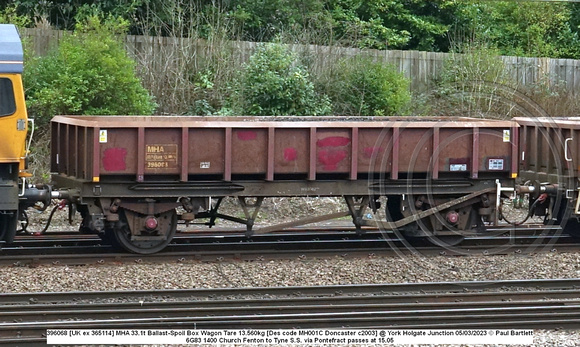 396068 ex 365114] MHA 33.1t Ballast-Spoil Box Wagon Tare 13.560kg [Des code MH001C Doncaster c2003] @ York Holgate Junction 2023-03-05 © Paul Bartlett w