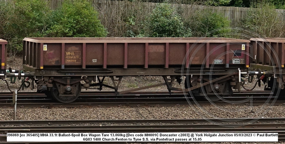 396069 [ex 365405] MHA 33.1t Ballast-Spoil Box Wagon Tare 13.060kg [Des code MH001C Doncaster c2003] @ York Holgate Junction 2023-03-05 © Paul Bartlett w