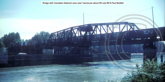 Bridge with CN vans near Vancouver about 09 July 88 � Paul Bartlett w
