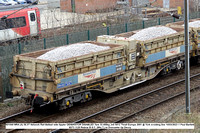 501049 MRA (A) 56.5T Network Rail Ballast side tippler GENERATOR DISABLED Tare 33.450kg Job 6012 Thrall Europa 2001 @ York avoiding line 2023-03-14 © Paul Bartlett [6w]