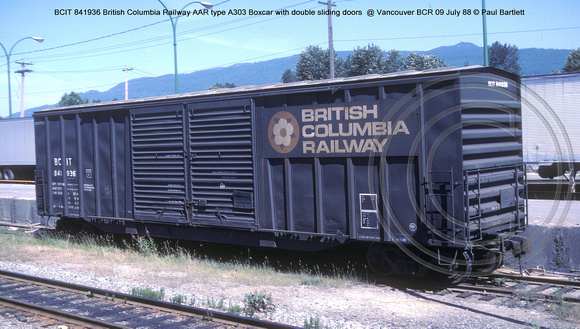 BCIT 841936 British Columbia box car @ Vancouver BCR 09 July 88 � Paul Bartlett [1w]