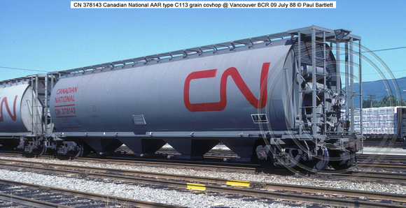CN 378143 Canadian National grain covhop @ Vancouver BCR 09 July 88 � Paul Bartlett w