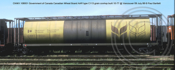 CNWX 108001 Government of Canada grain covhop @ Vancouver 09 July 88 � Paul Bartlett w