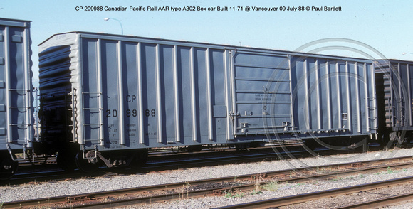 CP 209988 CP Rail box car @ Vancouver 09 July 88 � Paul Bartlett w