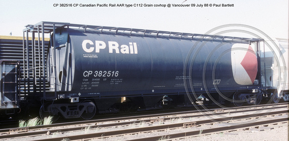 CP 382516 CP Rail grain covhop @ Vancouver 09 July 88 � Paul Bartlett w
