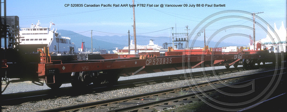 CPA 520835 CP Rail container flat  @ Vancouver 09 July 88 � Paul Bartlett w