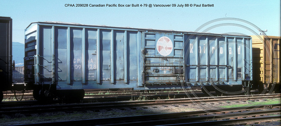 CPAA 209028 CP Rail Box car @ Vancouver 09 July 88 � Paul Bartlett w