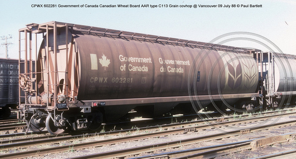 CPWX 602281 Government of Canada grain covhop @ Vancouver 09 July 88 � Paul Bartlett w