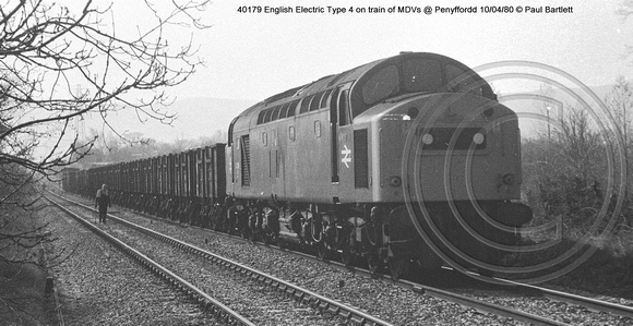 40179 on train of MDVs @ Penyffordd 80-04-10 � Paul Bartlett [2w]