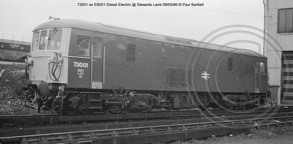 73001 ex E6001 Diesel Electric @ Stewarts Lane 80-03-08 � Paul Bartlett w