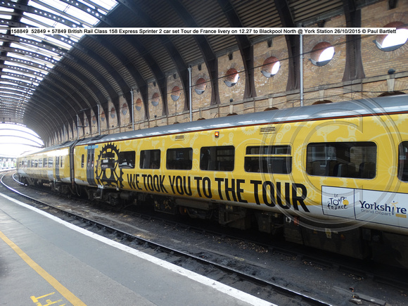 158849 of 52849 + 57849 Express Sprinter Tour de France @ York Station 2015-10-26 © Paul Bartlett [14w]