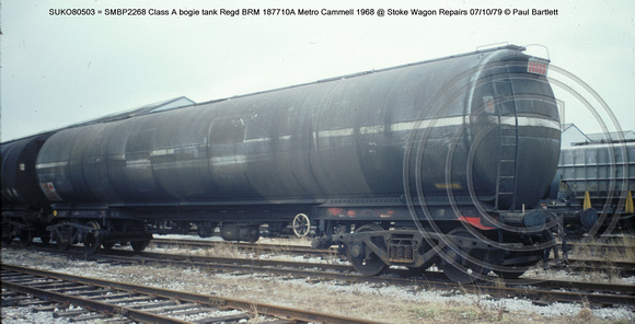 SUKO80503 = SMBP2268 Class A bogie tank @ Stoke Wagon Repairs 79-10-07 � Paul Bartlett w