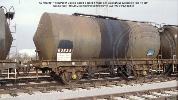 SUKO63854 = SMBP6844 Class B 4 wheel tank @ Shellhaven 92-01-03 � Paul Bartlett w