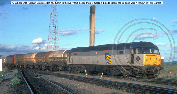 47085 [ex D1670] ICI train @ Tees yard 91-08-11 � Paul Bartlett [0w]