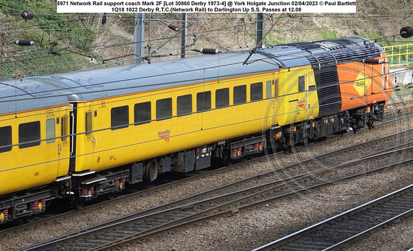 5971 Network Rail support coach Mark 2F [Lot 30860 Derby 1973-4] @ York Holgate Junction 2023-04-02 © Paul Bartlett [2w]