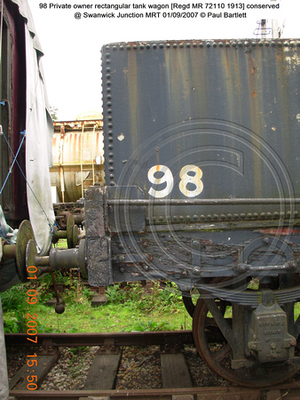 98 Private owner rectangular tank wagon conserved @ Swanwick Junction MRT 2007-09-01 © Paul Bartlett [2w]