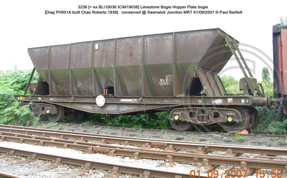 3236 BLI 19036 = ICIM 19036 Bogie Steel Hopper conserved @ Swanwick Junction MRT 2007-09-01 © Paul Bartlett