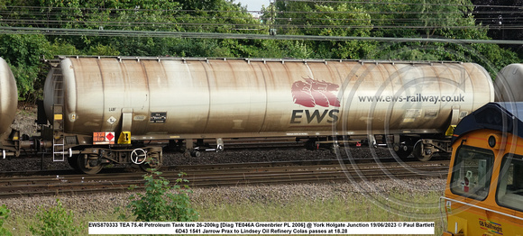 EWS870333 TEA 75.4t Petroleum Tank tare 26-200kg [Diag TE046A Greenbrier PL 2006] @ York Holgate Junction 2023-06-19 © Paul Bartlett w