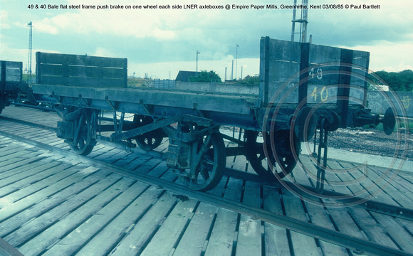 49 & 40 Bale flat steel frame push brake @ Empire Paper Mills, Greenhithe, Kent 85-08-03 © Paul Bartlett