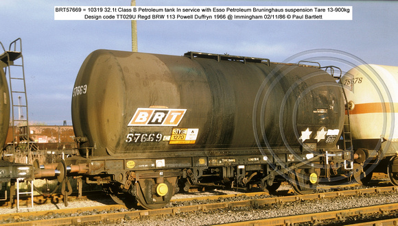 BRT57669 Class B Petroleum tank @ Immingham 86-11-02 � Paul Bartlett [1w]