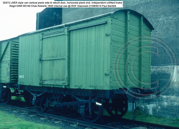 30472 LNER style van Independent unfitted brake 1940 Internal use @ ROF Glascoed 92-08-21 © Paul Bartlett w