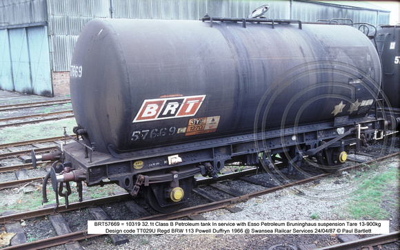 BRT57669 Class B Petroleum tank @ Swansea Railcar Services 87-04-24 � Paul Bartlett w