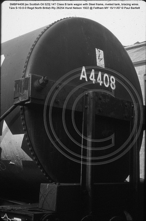 SMBP4408 [ex Scottish Oil 523] 14T Class B tank wagon 1922 @ Feltham MY 67-11-15 © Paul Bartlett[3w]
