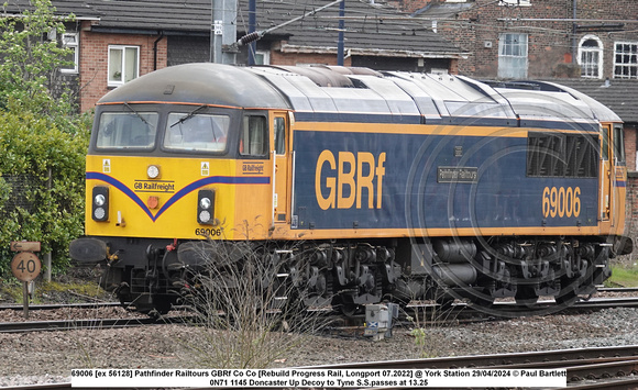 69006 [ex 56128] Pathfinder Railtours GBRf Co Co [Rebuild Progress Rail, Longport 07.2022] @ York Holgate Junction 2024-04-29 © Paul Bartlett [1w]