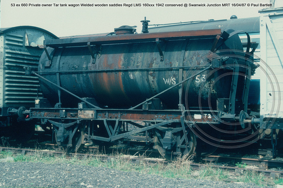 53 ex 660 Tar tank wagon 1942 conserved @ Swanwick Junction MRT 87-04-16 © Paul Bartlett w