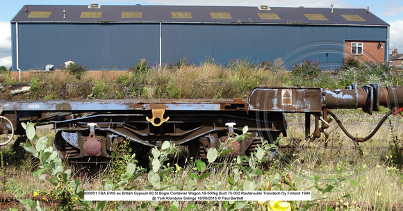 600001 FBA EWS ex British Gypsum Bogie Container Wagon @ York Klondyke Sidings 2015-08-15 © Paul Bartlett [7w]