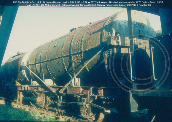 206 The Distillers Co. Ltd, 20T Tank Wagon, Rivetted, 1930 conserved @ Boness SRPS 89-07-29 © Paul Bartlett [2w]