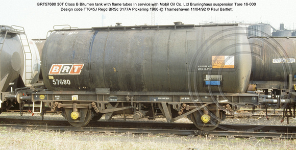 BRT57680 Mobil Class B Bitumen tank @ Thameshaven 92-04-11 � Paul Bartlett w
