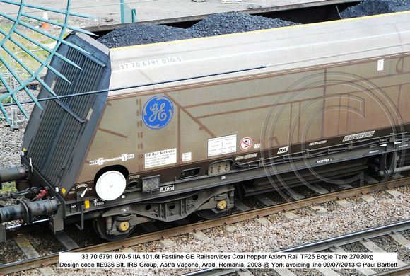 33 70 6791 070-5 IIA Fastline GE Railservices Coal hopper @ York 2013-07-09 © Paul Bartlett [2w]